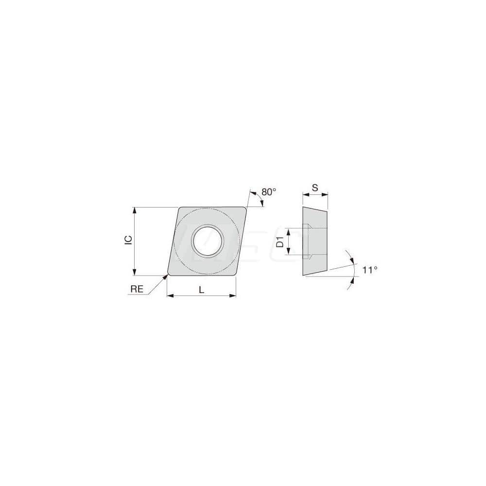 Turning Insert:  CPGT090302L-W20 TH10,  Solid Carbide Uncoated Finish,  Left Hand,  80.0 &deg N/A Diamond,  Series  CPGT