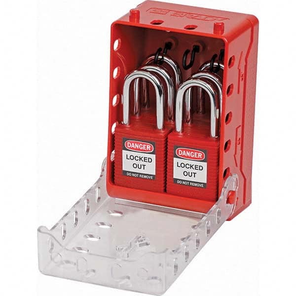 Brady - 1 8-Piece Kit 2.7" Deep x 4" Wide x 5.7" High Portable & Wall Mount Group Lockout Box - Americas Industrial Supply