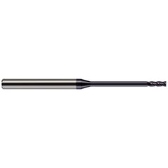 Square End Mill: 1/32'' Dia, 3/32'' LOC, 1/8'' Shank Dia, 1-1/2'' OAL, 4 Flutes, Solid Carbide Single End, AlTiN Finish, 30 ° Helix, Centercutting, RH Cut, RH Flute