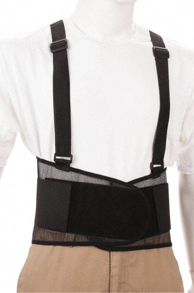 OccuNomix - Size 3XL, Hook & Loop, Polypropylene Mesh Belt with Adjustable Shoulder Straps - 54 to 58" Waist, 8-1/4" Wide, Lumbar Support, Black - Americas Industrial Supply