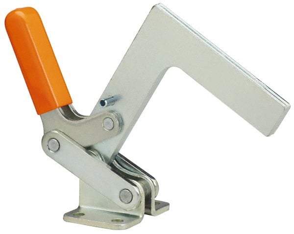 Lapeer - 600 Lb Holding Capacity, Horizontal Handle, Manual Hold Down Toggle Clamp - 175° Handle Movement, 135° Bar Opening, L-Shaped Solid Bar, Flanged Base, Carbon Steel - Americas Industrial Supply