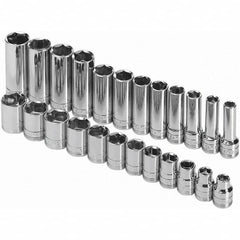 SK - 3/8" Drive Standard Deep Socket Set - 8 to 19mm, Metric Measurement Standard - Americas Industrial Supply