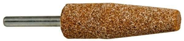 Norton - 3/4" Head Diam x 2-1/2" Thickness, A1, Cone End, Aluminum Oxide Mounted Point - Brown, Very Coarse Grade, 36 Grit, 20,960 RPM - Americas Industrial Supply