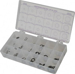 Precision Brand - 270 Piece, 1/4 to 3/4" Screw, Spring Steel Flat Washer Assortment - Includes (15) 0.187 to 0.296 Inside x 0.248 to 0.371 Out Side Diam, (30) 0.171 to 0.289 Inside x 0.248 to 308 OD Washer & Compartmented Storage Case - Americas Industrial Supply