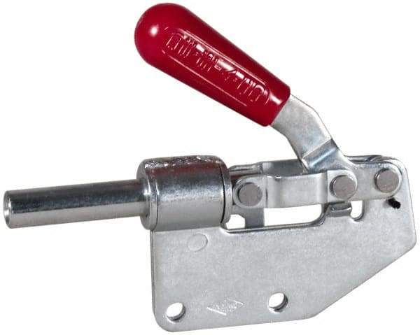 De-Sta-Co - 299 Lb Load Capacity, Straight Base, Carbon Steel, Standard Straight Line Action Clamp - 2 Mounting Holes, 0.27" Mounting Hole Diam, 0.44" Plunger Diam, Straight Handle - Americas Industrial Supply
