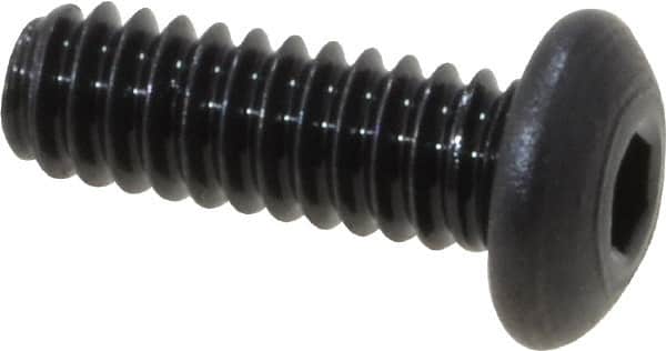 Value Collection - #0-80 UNF Hex Socket Drive, Button Screw - Alloy Steel, Black Oxide Finish, Fully Threaded, 3/16" Length Under Head - Americas Industrial Supply