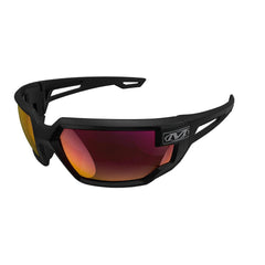 Safety Glasses; Type: Safety; Frame Style: Full-Framed; Lens Coating: Anti-Fog; Scratch Resistant; Frame Color: Black; Lens Color: Fire Mirror; Lens Material: Polycarbonate; Size: One Size; Glasses Style: Wraparound; Temple Color: Black; Temple Type: Cont