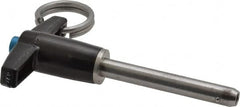 Jergens - 1/4" Diam, 1-1/2" Usable Length, T Handle, Push Button Quick Release Pin - 3" Overall Length, Grade 17-4 Stainless Steel, Passivated Finish - Americas Industrial Supply