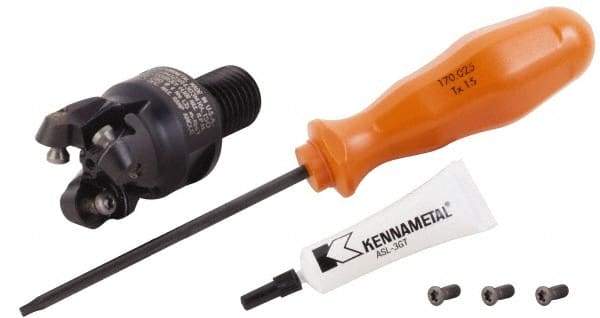 Kennametal - 1-1/4" Cutting Diam, 1-1/4" Max Depth of Cut, Modular Connection Indexable Copy End Mill - 4 Inserts, RP.T 43.. Insert, KSRM Toolholder, Through Coolant - Americas Industrial Supply