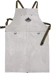 MCR Safety - 24 x 36" Flame Resistant/Retardant & Welding Bib Apron - Leather, 29 oz Material, Gray, 1 Pocket - Americas Industrial Supply