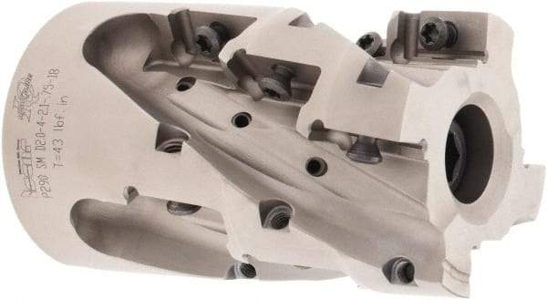 Iscar - 12 Inserts, 2" Cut Diam, 3/4" Arbor Diam, 2.1" Max Depth of Cut, Indexable Square-Shoulder Face Mill - 0° Lead Angle, 3.15" High, P290 AC.T 1806.. Insert Compatibility, Through Coolant, Series MillShred - Americas Industrial Supply