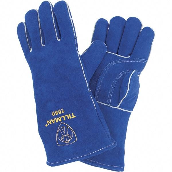 TILLMAN - Welder's & Heat Protective Gloves - 14" BLUE 1/PR COWHIDE WELDING GLOVES - Americas Industrial Supply