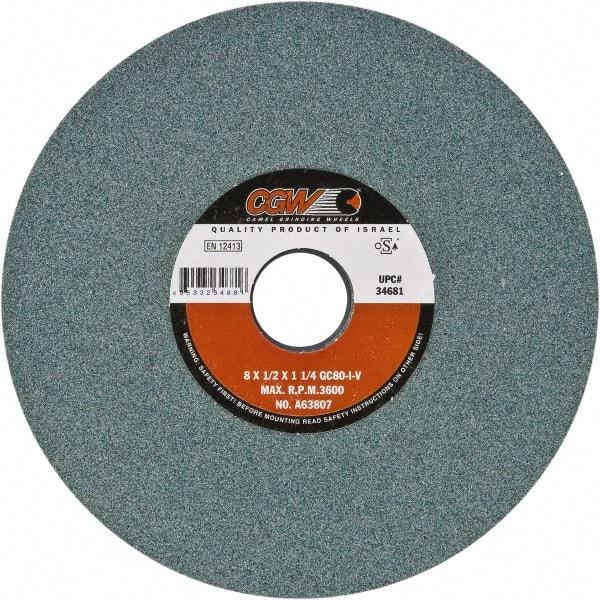 Camel Grinding Wheels - 8" Diam x 1-1/4" Hole x 1/4" Thick, I Hardness, 80 Grit Surface Grinding Wheel - Silicon Carbide, Type 1, Fine Grade, Vitrified Bond, No Recess - Americas Industrial Supply