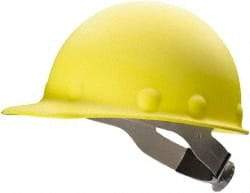 Fibre-Metal - ANSI Type I, Class G Rated, 8-Point, Ratchet Adjustment Hard Hat - Size 6-5/8 to 7-3/4, Yellow, Standard Brim - Americas Industrial Supply