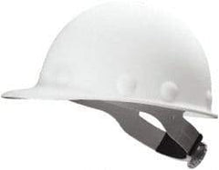 Fibre-Metal - ANSI Type I, Class G Rated, 8-Point, Ratchet Adjustment Hard Hat - Size 6-1/2 to 8, White, Standard Brim - Americas Industrial Supply
