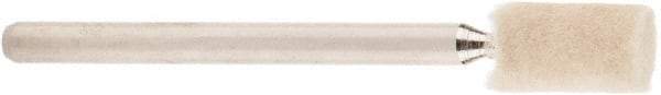 Value Collection - 1/4" Diam, 1/8" Shank Diam, Cylinder Shaped Mounted Bob - Medium Density, 3/8" Head Length, 2" Shank Length, Wool Felt - Americas Industrial Supply