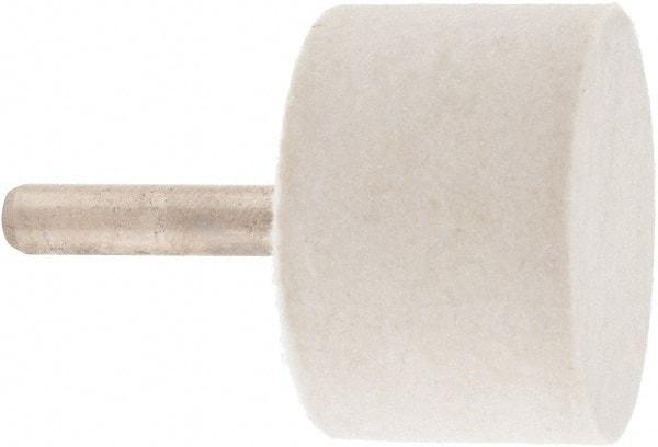 Value Collection - 1-1/2" Diam, 1/4" Shank Diam, Cylinder Shaped Mounted Bob - Hard Density, 1" Head Length, 2" Shank Length, Wool Felt - Americas Industrial Supply