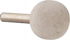 Value Collection - 1" Diam, 1/4" Shank Diam, Ball Shaped Mounted Bob - Hard Density, 1" Head Length, 2" Shank Length, Wool Felt - Americas Industrial Supply