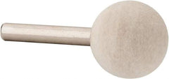 Value Collection - 1" Diam, 1/4" Shank Diam, Ball Shaped Mounted Bob - Medium Density, 1" Head Length, 2" Shank Length, Wool Felt - Americas Industrial Supply