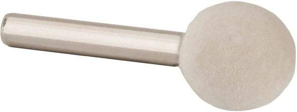 Value Collection - 3/4" Diam, 1/4" Shank Diam, Ball Shaped Mounted Bob - Hard Density, 3/4" Head Length, 2" Shank Length, Wool Felt - Americas Industrial Supply