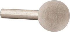 Value Collection - 3/4" Diam, 1/4" Shank Diam, Ball Shaped Mounted Bob - Medium Density, 3/4" Head Length, 2" Shank Length, Wool Felt - Americas Industrial Supply