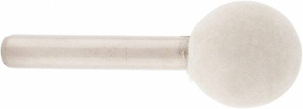 Value Collection - 3/4" Diam, 1/4" Shank Diam, Ball Shaped Mounted Bob - Rock Hard Density, 3/4" Head Length, 2" Shank Length, Wool Felt - Americas Industrial Supply