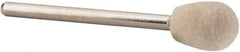 Value Collection - 3/8" Diam, 1/8" Shank Diam, Oval Shaped Mounted Bob - Medium Density, 1/2" Head Length, 2" Shank Length, Wool Felt - Americas Industrial Supply