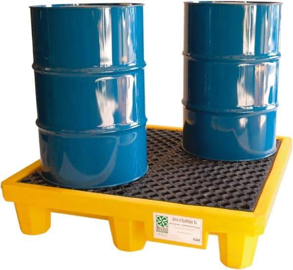 UltraTech - 66 Gal Sump, 6,000 Lb Capacity, 4 Drum, Polyethylene Spill Deck or Pallet - 53" Long x 53" Wide x 12" High, Liftable Fork, 2 x 4 Drum Configuration - Americas Industrial Supply