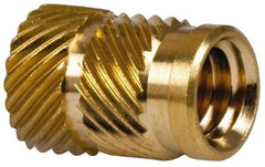 E-Z LOK - 5/16" Drill, 1/4 20 UNC, 0.341" Diam, Brass Headed Heat Installed Threaded Insert - 0.315" Hole, 0.341" OAL x 0.053" High, 3/8" Head Diam - Americas Industrial Supply