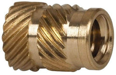 E-Z LOK - 1/4" Drill, 10 24 UNC, 0.278" Diam, Brass Unheaded Heat Installed Threaded Insert - 1/4" Hole, 3/8" OAL - Americas Industrial Supply