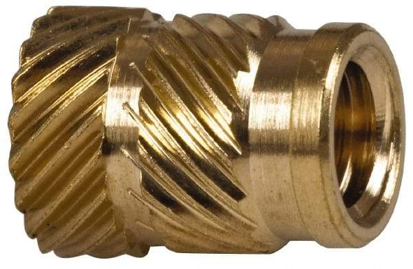 E-Z LOK - 1/4" Drill, 10 32 UNF, 0.278" Diam, Brass Unheaded Heat Installed Threaded Insert - 1/4" Hole, 3/8" OAL - Americas Industrial Supply