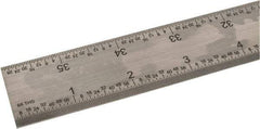 SPI - 36" Long, 1/100, 1/64, 1/50, 1/32" Graduation, Rigid Steel Rule - 16R Graduation Style, 1-1/4" Wide, Silver, Satin Chrome Finish - Americas Industrial Supply