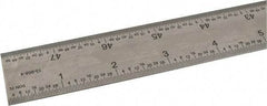 SPI - 48" Long, 1/64, 1/32, 1/16, 1/8" Graduation, Rigid Steel Rule - 4R Graduation Style, 1-1/4" Wide, Silver, Satin Chrome Finish - Americas Industrial Supply