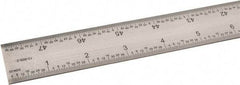 SPI - 48" Long, 1/64, 1/32" and 0.5, 1mm Graduation, Rigid Steel Rule - English/Metric Graduation Style, 1-1/4" Wide, Silver, Satin Chrome Finish - Americas Industrial Supply