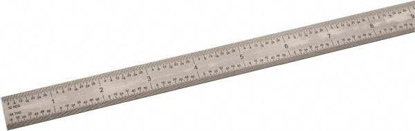 SPI - 48" Long, 1/64, 1/32, 1/16, 1/8" Graduation, Flexible Steel Rule - 4R Graduation Style, 3/4" Wide, Silver, Satin Chrome Finish - Americas Industrial Supply