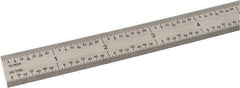 SPI - 48" Long, 1/100, 1/64, 1/32, 1/10" Graduation, Flexible Steel Rule - 5R Graduation Style, 3/4" Wide, Silver, Satin Chrome Finish - Americas Industrial Supply
