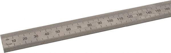 SPI - 48" Long, 0.5, 1mm Graduation, Flexible Steel Rule - Metric Graduation Style, 3/4" Wide, Silver, Satin Chrome Finish - Americas Industrial Supply