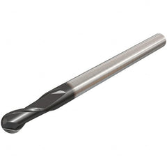 Iscar - 16mm Diam, 16mm LOC, 2 Flute Solid Carbide Ball End Mill - TiAlN Finish, Single End, 92mm OAL, 16mm Shank Diam, Spiral Flute - Americas Industrial Supply