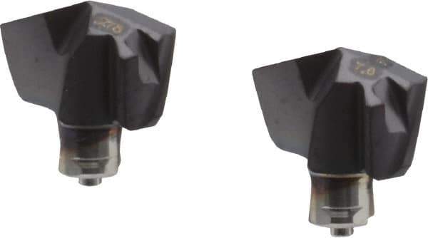Iscar - Series ICP, 0.276" Diam Grade IC908 140° Replaceable Drill Tip - Carbide, TiAlN Finish, 7 Seat Size, Through Coolant - Americas Industrial Supply