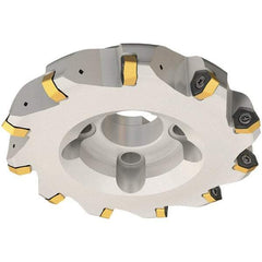 Iscar - 50mm Cut Diam, 22mm Arbor Hole, 2mm Max Depth of Cut, 30° Indexable Chamfer & Angle Face Mill - 6 Inserts, H600 WXCU 05 Insert, Right Hand Cut, 6 Flutes, Through Coolant, Series Helido - Americas Industrial Supply