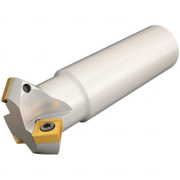 Iscar - 45° Lead Angle, 46.1mm Max Cut Diam, 30mm Min Cut Diam, 7.8mm Max Depth of Cut, Indexable Chamfer and Angle End Mill - 3 Inserts, SCMT-19, SCMW Insert Style, 115mm Overall Length, Straight Shank - Americas Industrial Supply