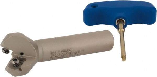 Iscar - 45° Lead Angle, 1.409" Max Cut Diam, 1" Min Cut Diam, 0.138" Max Depth of Cut, Indexable Chamfer and Angle End Mill - 2 Inserts, ONMU, OXMT, RXMT, SNMU Insert Style, 4" Overall Length, Through Coolant, Straight Shank - Americas Industrial Supply