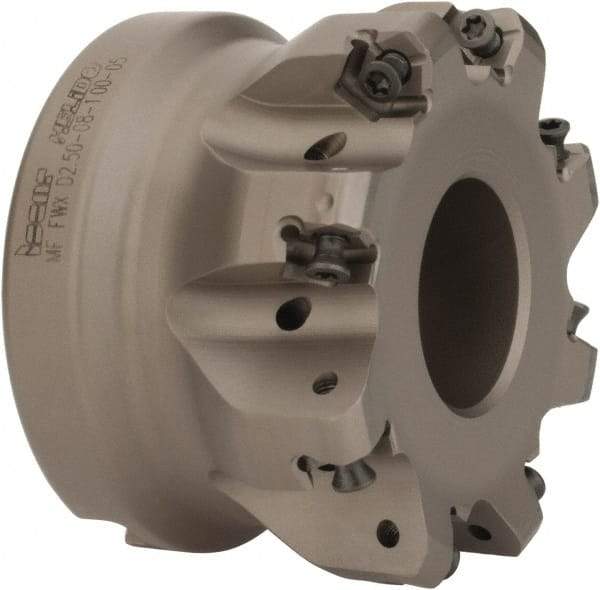 Iscar - 2.127" Cut Diam, 1" Arbor Hole, 0.08" Max Depth of Cut, 30° Indexable Chamfer & Angle Face Mill - 8 Inserts, H600 WXCU 05 Insert, Right Hand Cut, 8 Flutes, Through Coolant, Series Helido - Americas Industrial Supply