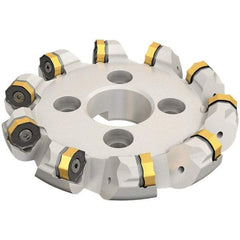 Iscar - 5.96" Cut Diam, 1-1/2" Arbor Hole, 0.28" Max Depth of Cut, 45° Indexable Chamfer & Angle Face Mill - 6 Inserts, ONMU 1008\xB6S845 SNMU 2608 Insert, Right Hand Cut, 6 Flutes, Through Coolant, Series Helido - Americas Industrial Supply