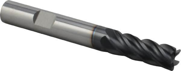 Iscar - 3/8", 5 Flute, Single End, Solid Carbide, 0.02" Corner Radius End Mill - 3" OAL, Right Hand Flute, 0.94" LOC, Right Hand Cut - Americas Industrial Supply