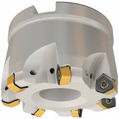 Iscar - 4 Inserts, 1.969" Cutter Diam, 0.079" Max Depth of Cut, Indexable High-Feed Face Mill - 7/8" Arbor Hole Diam, 1.772" High, FF FWX-08 Toolholder, H600 WXCU 08 Inserts, Series Helido - Americas Industrial Supply
