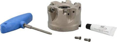 Iscar - 6 Inserts, 3" Cutter Diam, 0.08" Max Depth of Cut, Indexable High-Feed Face Mill - 1-1/4" Arbor Hole Diam, 2" High, FF FWX-08 Toolholder, H600 WXCU 08 Inserts, Series Helido - Americas Industrial Supply