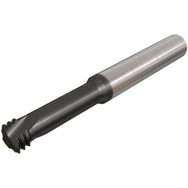 Iscar - 3/8-16 UNC, 0.2638" Cutting Diam, 3 Flute, Solid Carbide Helical Flute Thread Mill - Internal Thread, 22mm LOC, 64mm OAL, 8mm Shank Diam - Americas Industrial Supply