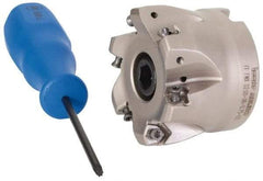 Iscar - 6 Inserts, 1.61" Cutter Diam, 0.04" Max Depth of Cut, Indexable High-Feed Face Mill - 3/4" Arbor Hole Diam, 1.5" High, FF FWX-05 Toolholder, H600 WXCU 05 Inserts, Series Helido - Americas Industrial Supply