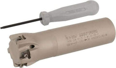 Iscar - 1-1/4" Cut Diam, 0.315" Max Depth of Cut, 1" Shank Diam, 4" OAL, Indexable Square Shoulder Helical End Mill - T490 LN.T 0804 Inserts, Weldon Shank, 90° Lead Angle, Through Coolant, Series Helitang - Americas Industrial Supply
